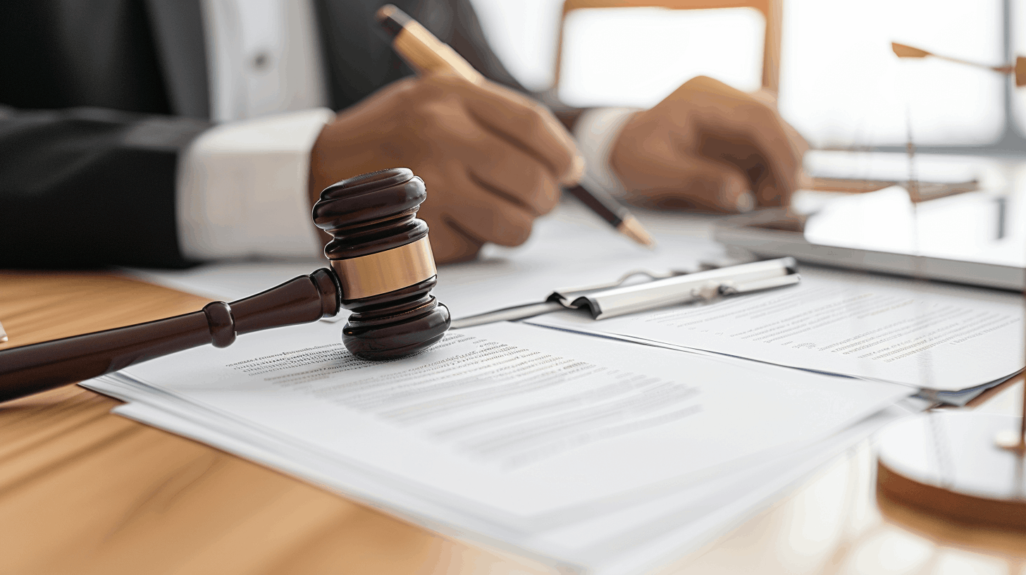 Młotek sędziowski i dokumenty – przygotowanie pism procesowych do sądu